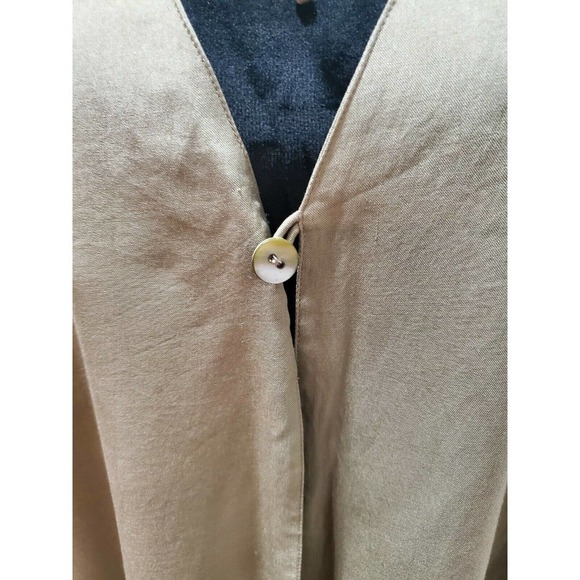 Go Silk Women's Beige 100% Silk Slit Sleeve Button Front Cardigan Size 3 - Picture 4 of 11